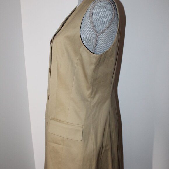 NWT Theory Sleeveless Blazer Button Dress Trench Cotton Chino Lined $375 - Picture 6 of 9